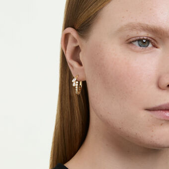 swarovski mesmera hoop earrings  mixed cuts  white  18k gold finish