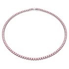 Matrix Tennis necklace, Round cut, Pink, Rhodium plated