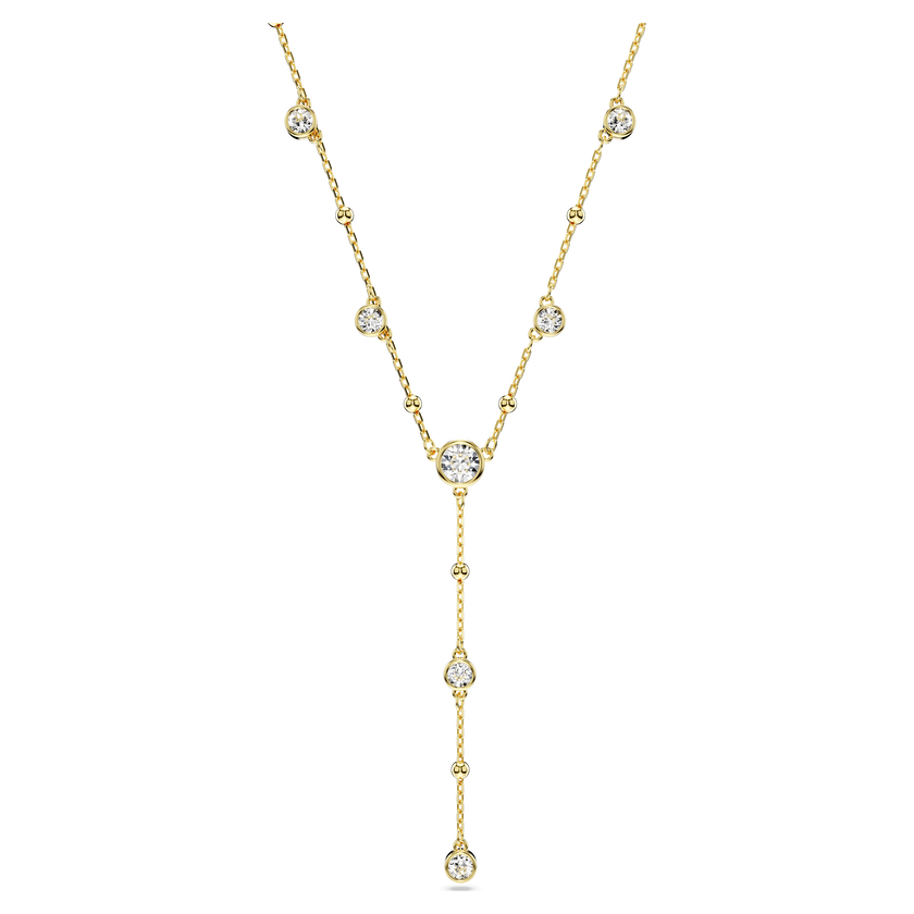 swarovski imber y necklace  round cut  scattered design  white  gold tone plated