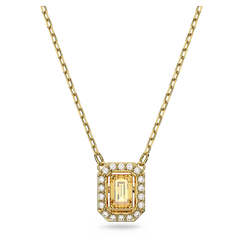 swarovski una necklace  octagon cut  yellow  gold tone plated