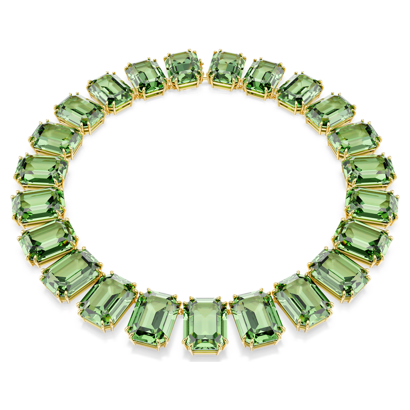 swarovski millenia necklace  oversized crystals  octagon cut  green  18k gold finish