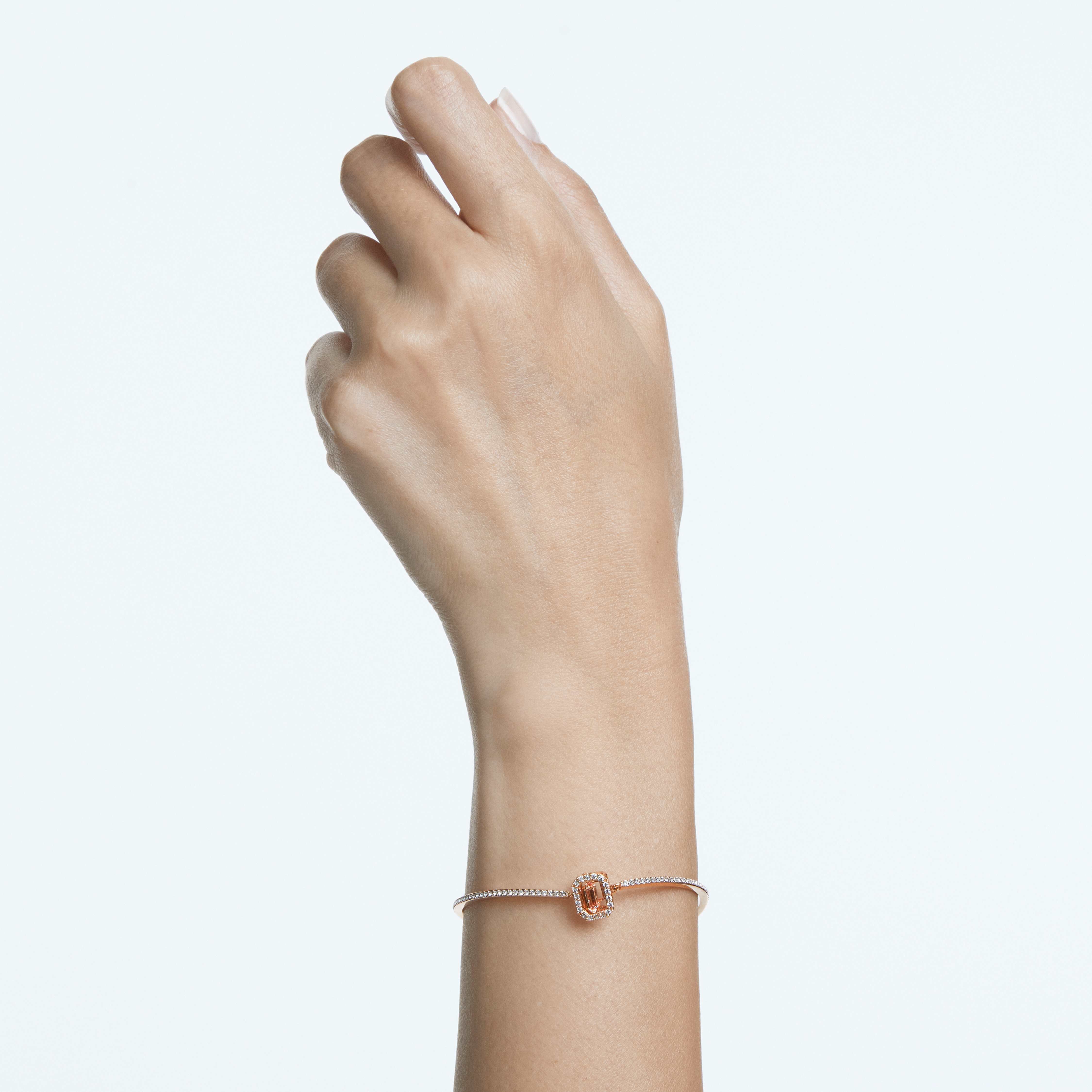 swarovski سوار una، قطع مثمن، كريستالات متراصة، لون وردي، طلاء ذهبي وردي