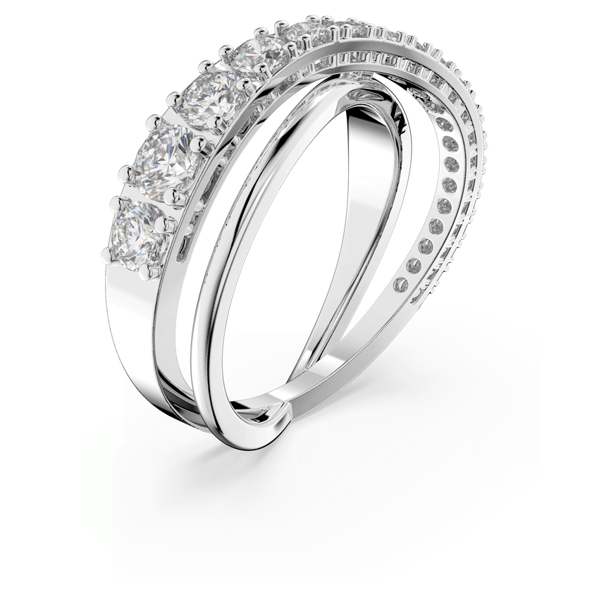 swarovski خاتم hyperbola، قطع مستدير، لون أبيض، طلاء روديوم