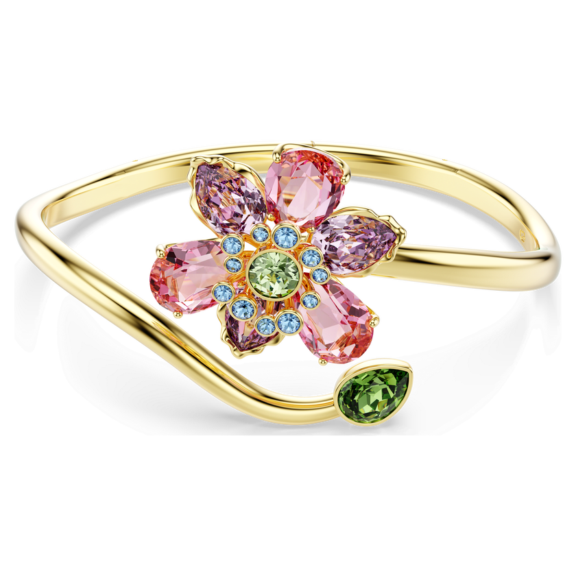 swarovski idyllia bangle  mixed cuts  flower  multicolored  gold tone plated