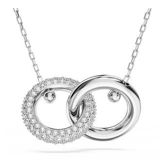 swarovski dextera pendant  interlocking loop  white  rhodium plated