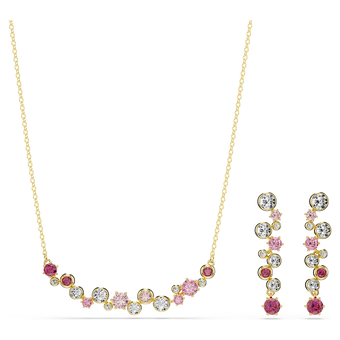 swarovski constella set  mixed cuts  multicolored  gold tone plated