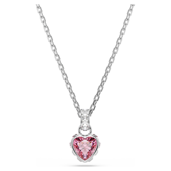 swarovski chroma pendant  mixed cuts  pink  rhodium plated