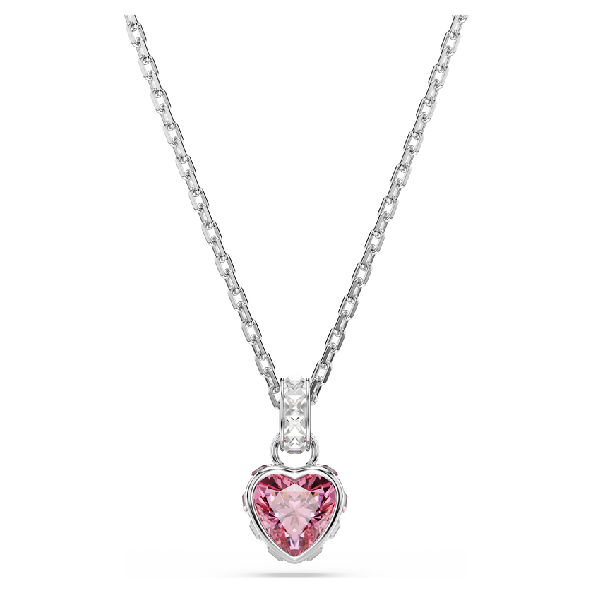 swarovski chroma pendant  mixed cuts  pink  rhodium plated