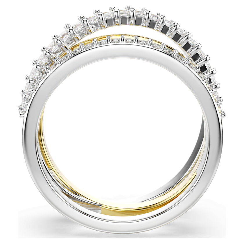 swarovski hyperbola ring  mixed cuts  white  mixed metal finish