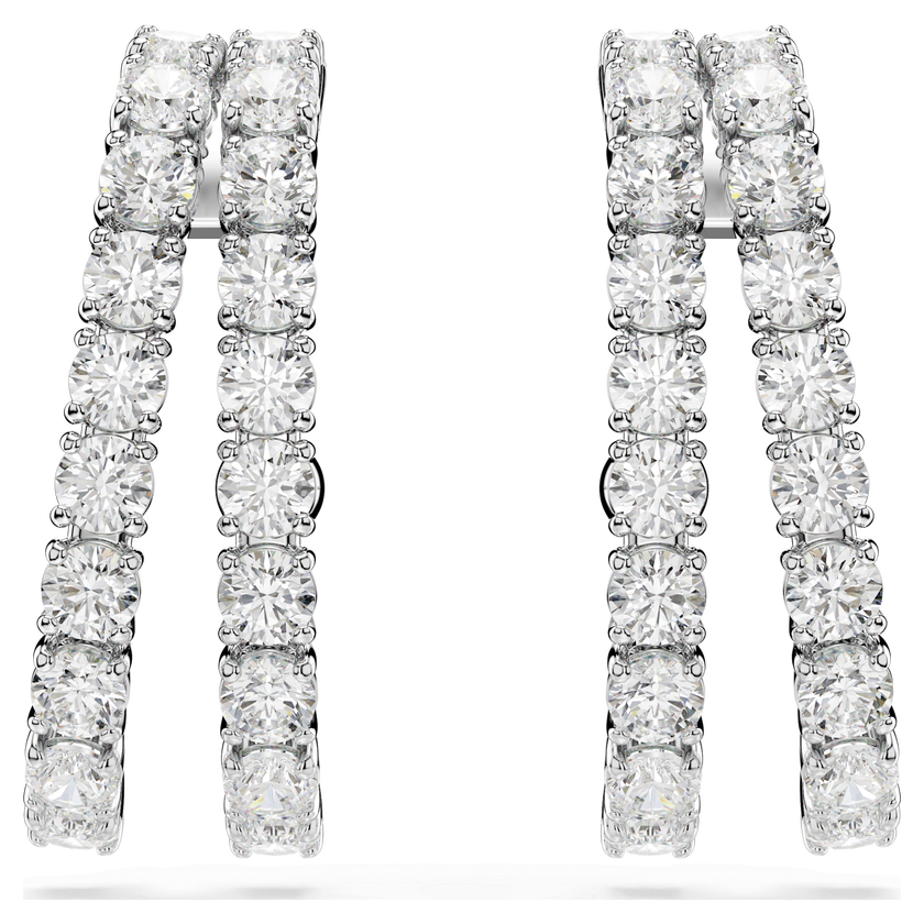 swarovski matrix ear cuffs  round cut  white  rhodium plated
