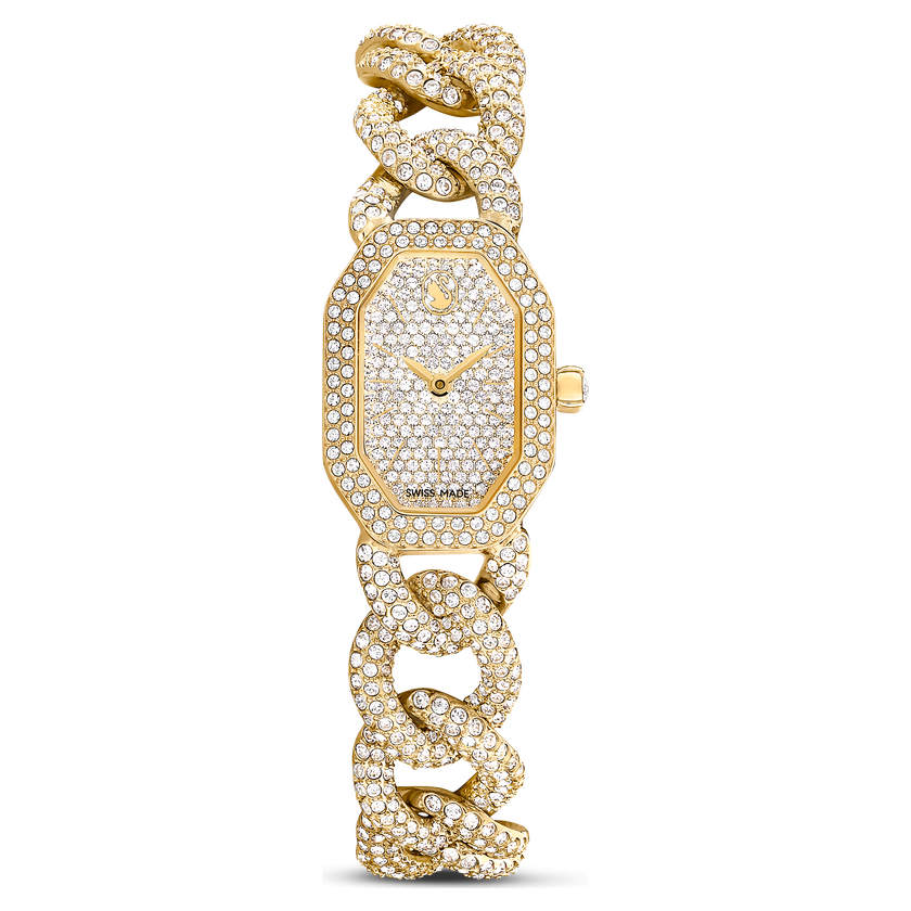swarovski dextera chain watch  swiss made  crystal bracelet  gold tone  gold tone finish
