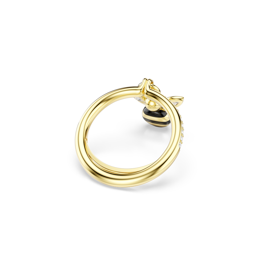 swarovski idyllia motif ring  mixed cuts  bee  multicolored  gold tone plated