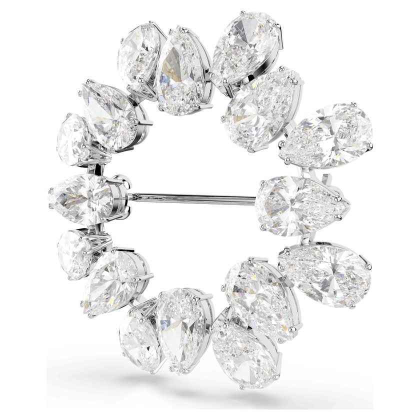swarovski matrix brooch  pear cut  white  rhodium plated