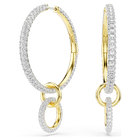 swarovski dextera hoop earrings  round cut  white  18k gold finish