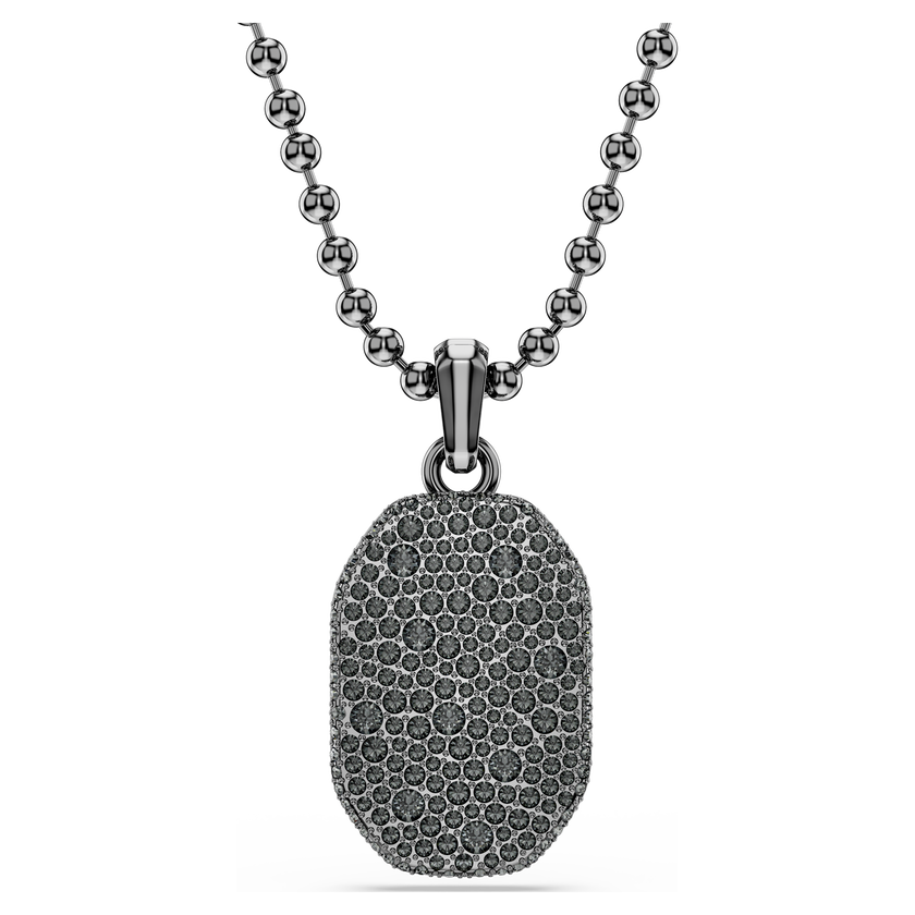 swarovski dextera octagon pendant  octagon shape  round cut  black  ruthenium plated