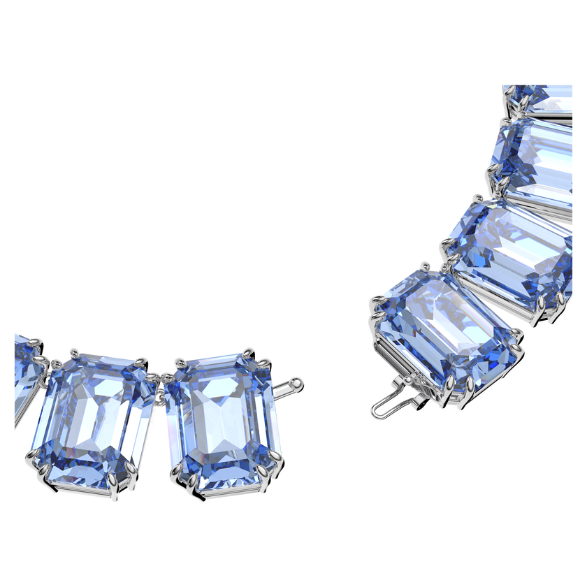 swarovski عقد millenia، مزدان بكريستالات مثمنة، لون أزرق، طلاء روديوم