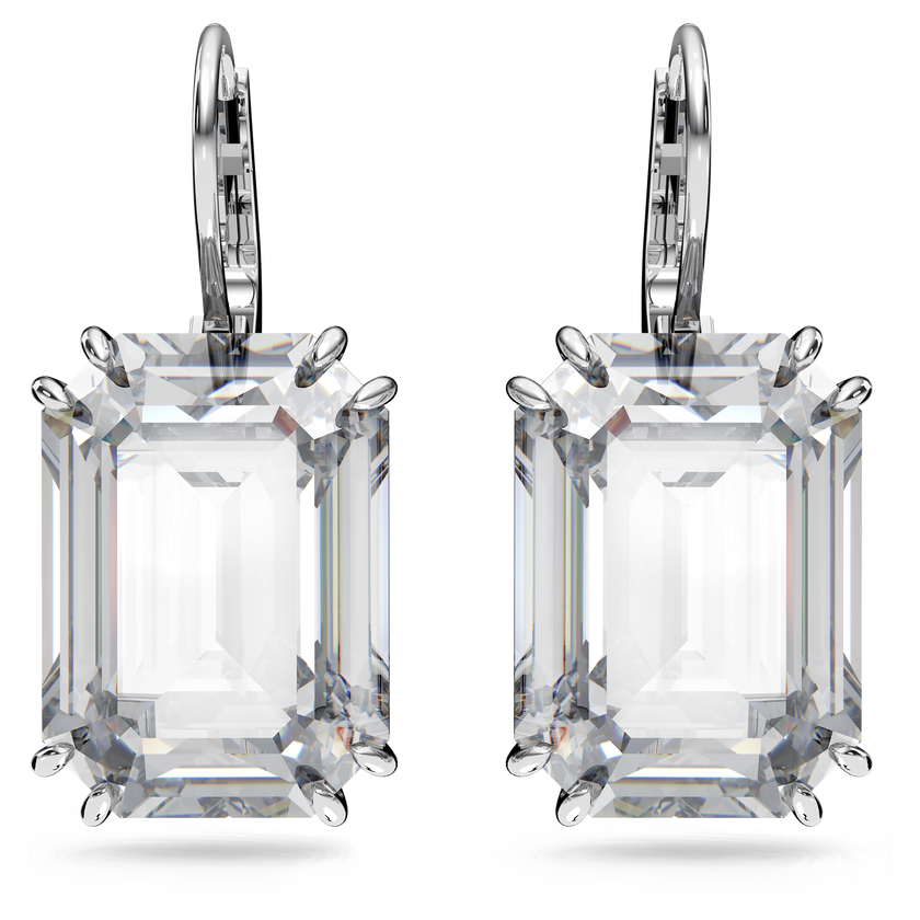 swarovski أقراط millenia، مزدانة بكريستالات مثمنة، لون أبيض، طلاء روديوم