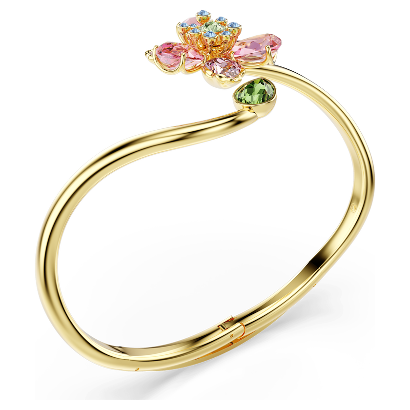 swarovski idyllia bangle  mixed cuts  flower  multicolored  gold tone plated