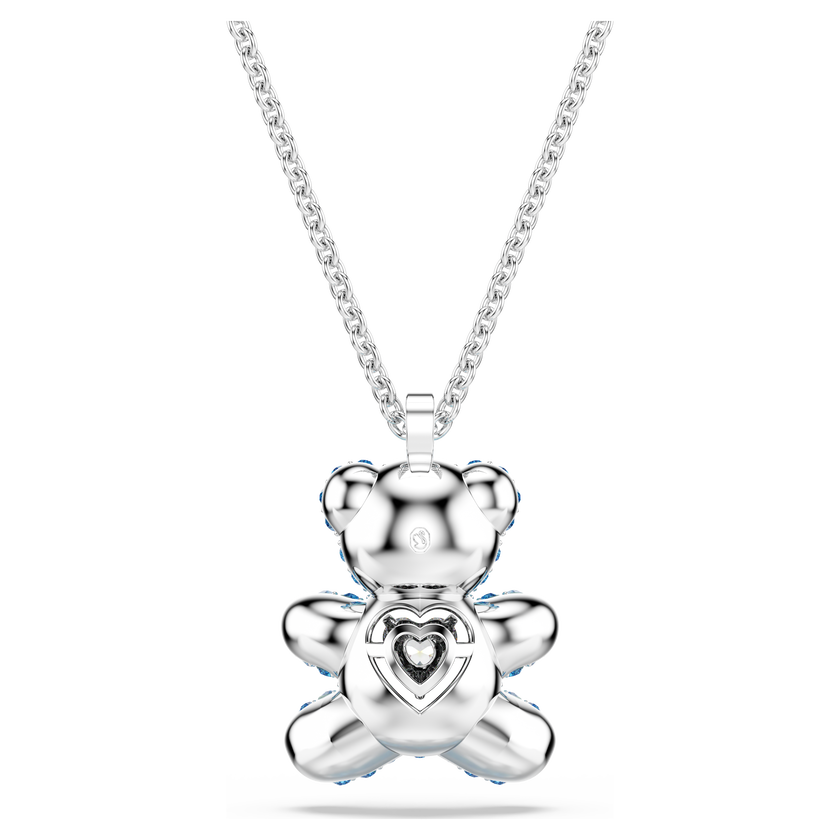 swarovski قلادة teddy، شكل دب، لون أزرق، طلاء روديوم