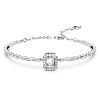 swarovski una bangle  octagon cut  pav   white  rhodium plated