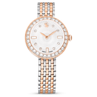 swarovski matrix tennis 7 link watch  swiss made  metal bracelet  rose gold tone  mixed metal finish