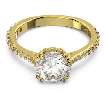 swarovski stilla cocktail ring  round cut  pav   white  gold tone plated