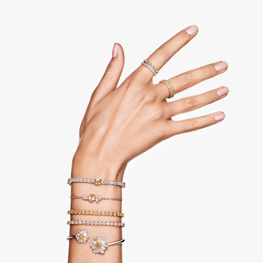 swarovski سوار matrix، قطع متنوع، لون أصفر، طلاء روديوم