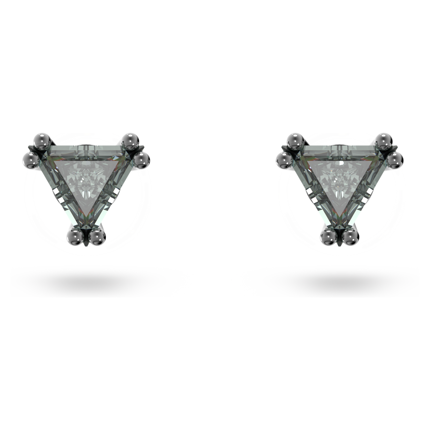 swarovski stilla stud earrings  triangle cut  black  ruthenium plated