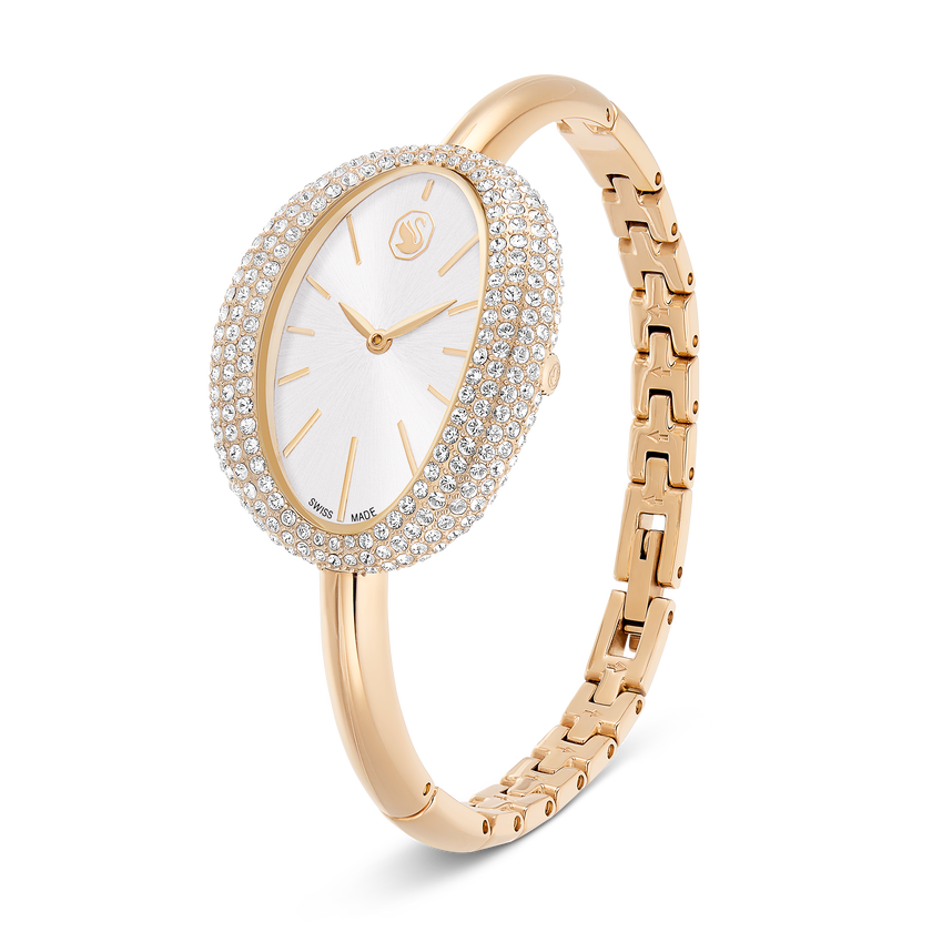swarovski ساعة imber bangle، صناعة سويسرية، سوار معدني، لون ذهبي، لمسة نهائية بلون ذهبي شامبين