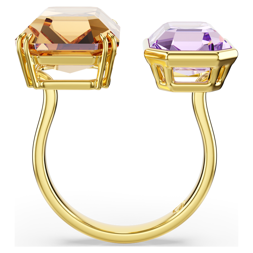 swarovski millenia open ring  octagon cut  multicolored  gold tone plated