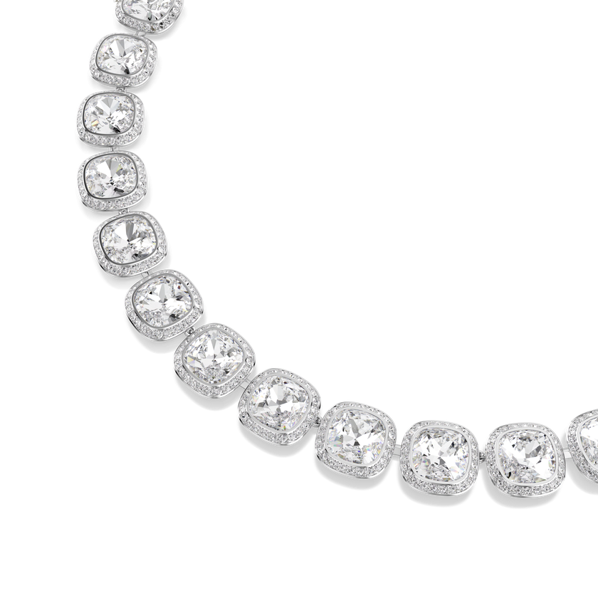 swarovski عقد una angelic، قطع الوسادة، لون أبيض، طلاء روديوم