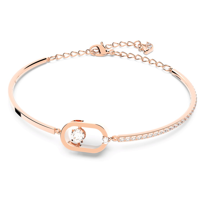 swarovski una bracelet  round cut  oval shape  white  rose gold tone plated