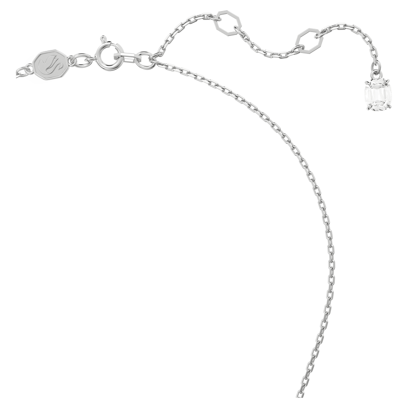 swarovski matrix pendant  mixed cuts  heart  white  rhodium plated
