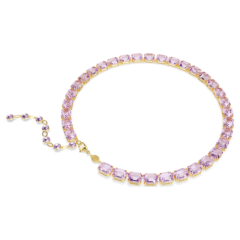 swarovski millenia necklace  octagon cut  purple  18k gold finish