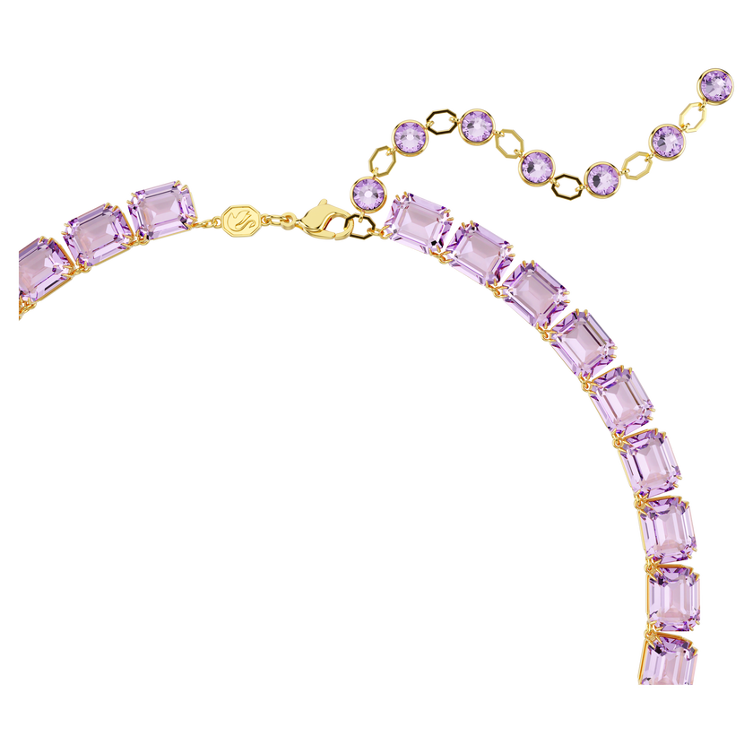 swarovski millenia necklace  octagon cut  purple  18k gold finish