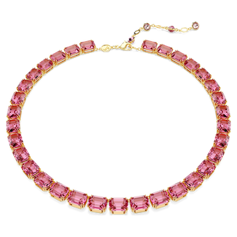 swarovski عقد millenia، قطع مُثَمَّن، لون وردي، طلاء بلون ذهبي