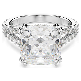 swarovski خاتم stilla، قطع مربع، لون أبيض، لمسة نهائية باللون الفضي