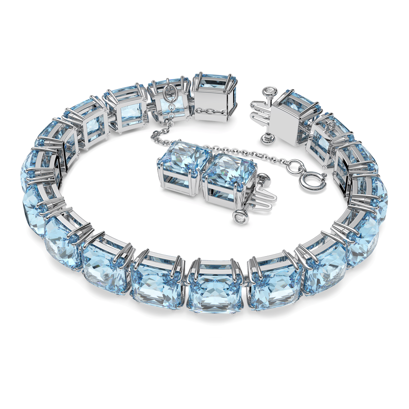 swarovski سوار millenia، مزدان بكريستالات مربعة، لون أزرق، طلاء روديوم