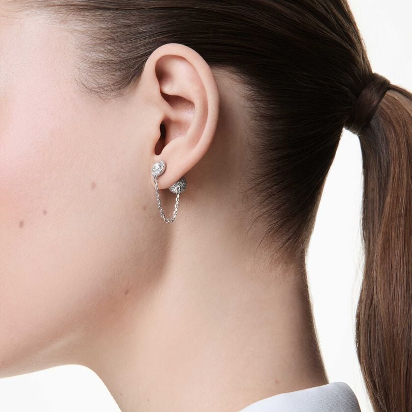 swarovski أقراط متدلية una angelic، قطع مستدير، لون أبيض، طلاء روديوم