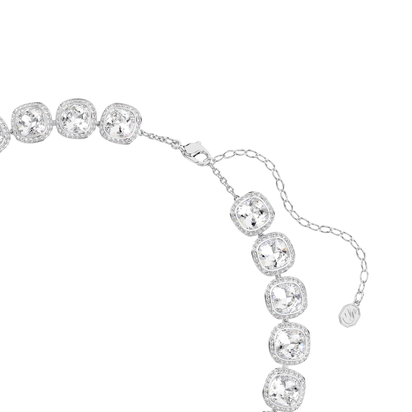 swarovski عقد una angelic، قطع الوسادة، لون أبيض، طلاء روديوم