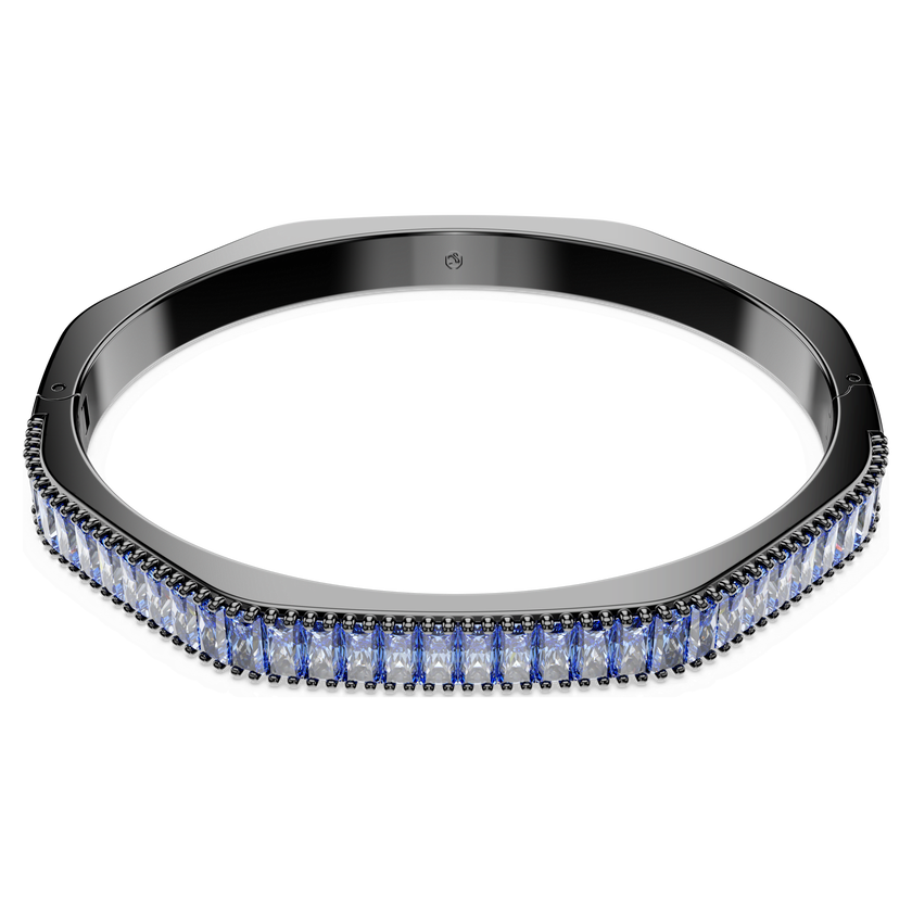 swarovski matrix bangle  baguette cut  blue  ruthenium plated
