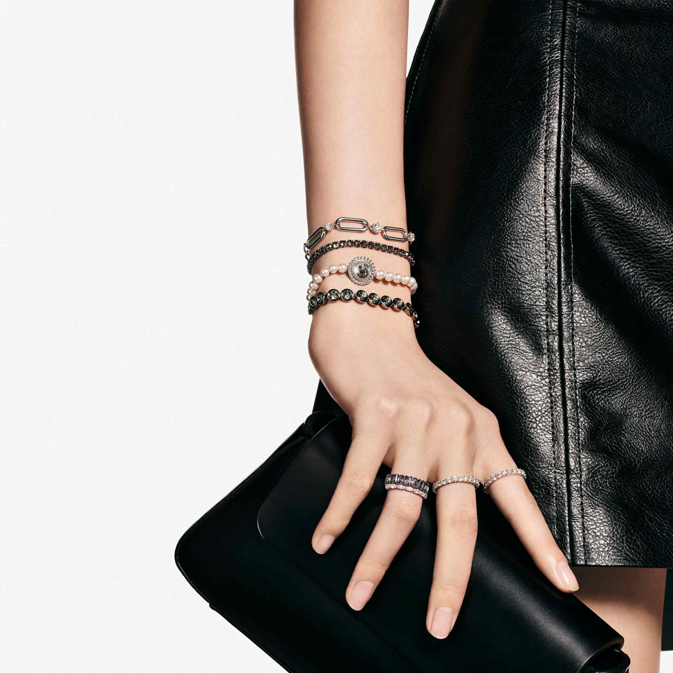 swarovski سوار imber، قطع مُستدير، لون أسود، طلاء روثينيوم