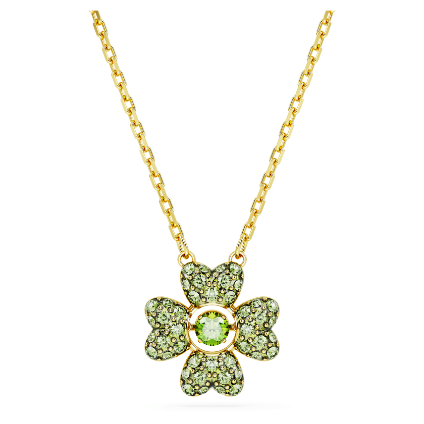 swarovski idyllia pendant  clover  green  gold tone plated