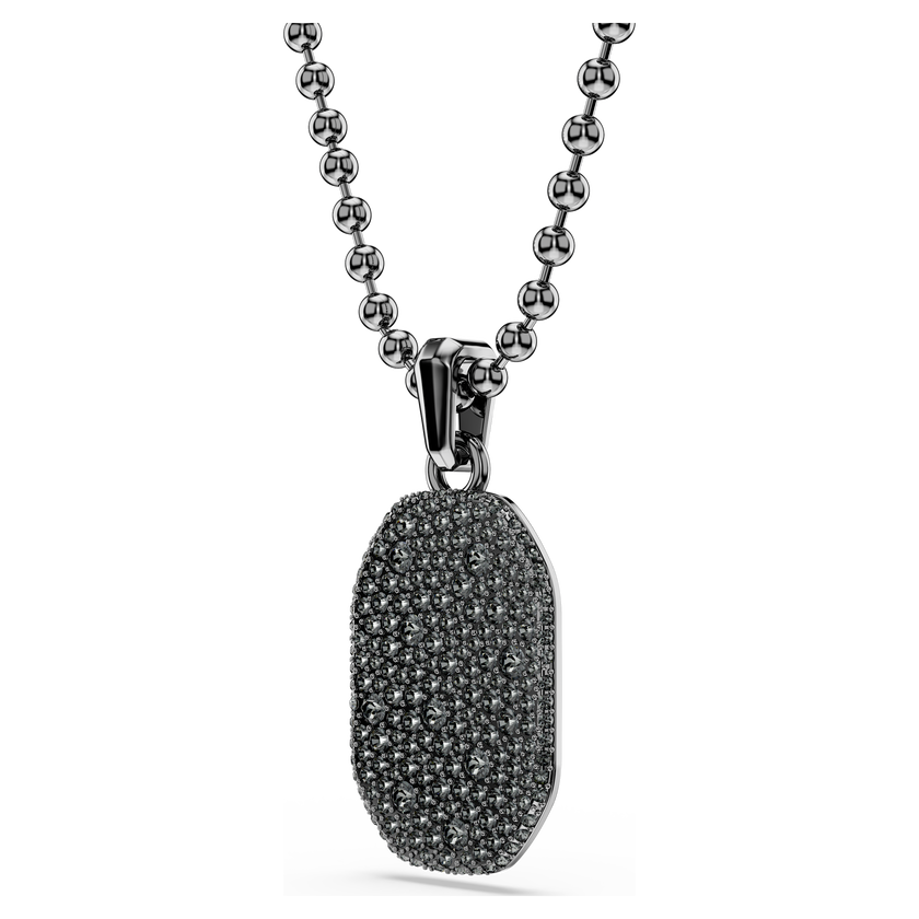 swarovski dextera octagon pendant  octagon shape  round cut  black  ruthenium plated