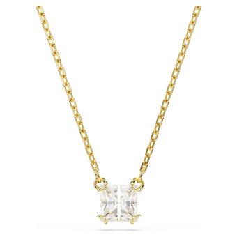 swarovski stilla pendant  square cut  white  gold tone plated