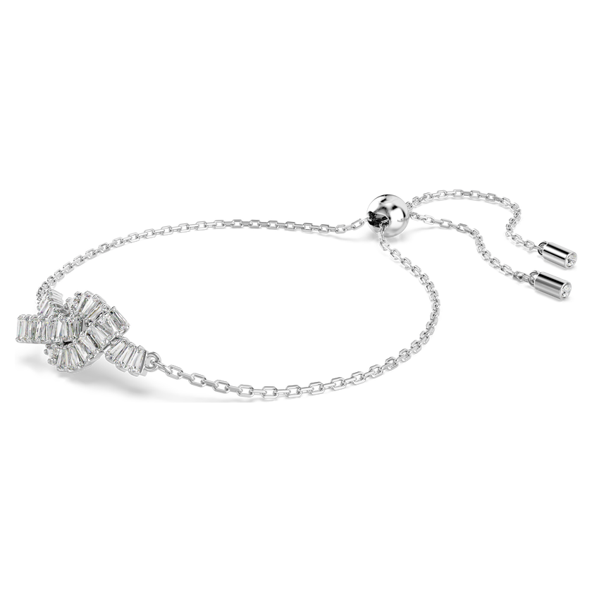 swarovski matrix bracelet  baguette cut  knot  white  rhodium plated