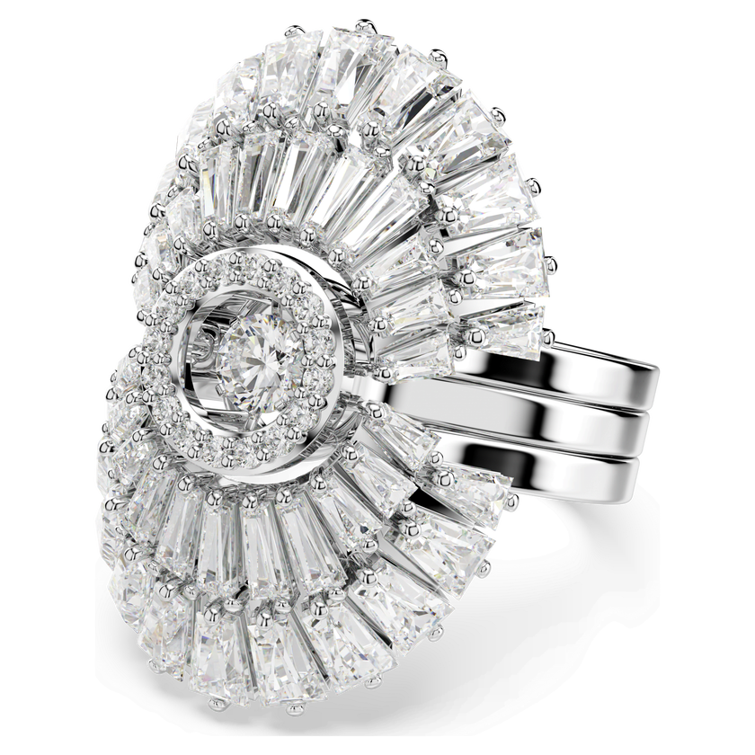 swarovski خاتم idyllia، طقم مكون من 3 قطع، قطع متنوع، على شكل صدفة، لون أبيض، طلاء روديوم