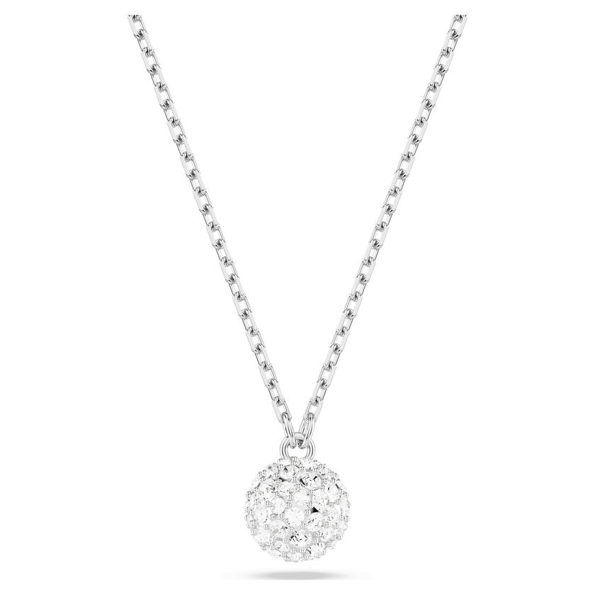 swarovski dextera pendant  round cut  sphere  white  rhodium plated
