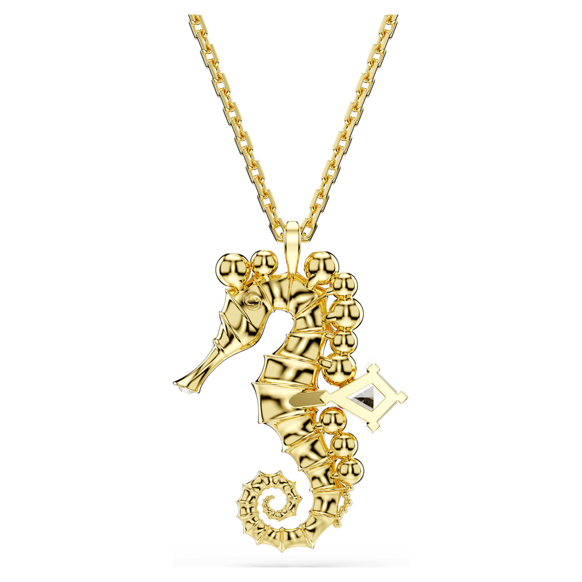 swarovski idyllia pendant  crystal pearls  seahorse  white  gold tone plated