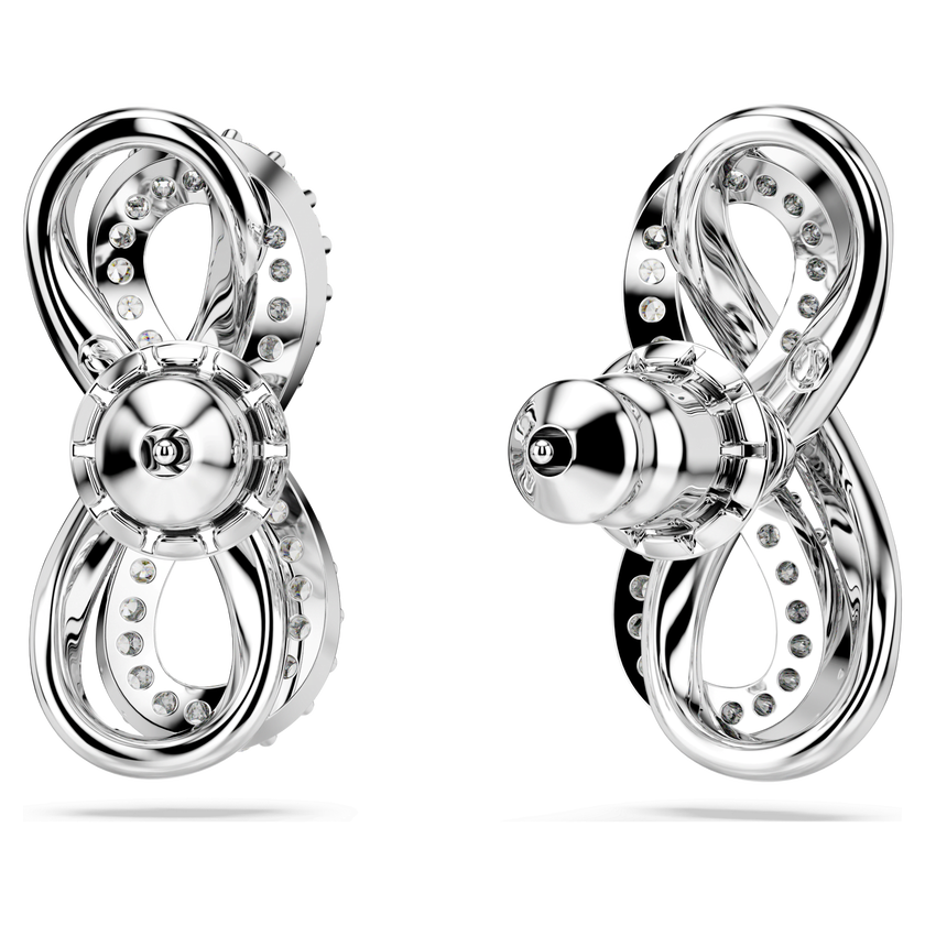 swarovski hyperbola stud earrings  infinity  white  rhodium plated